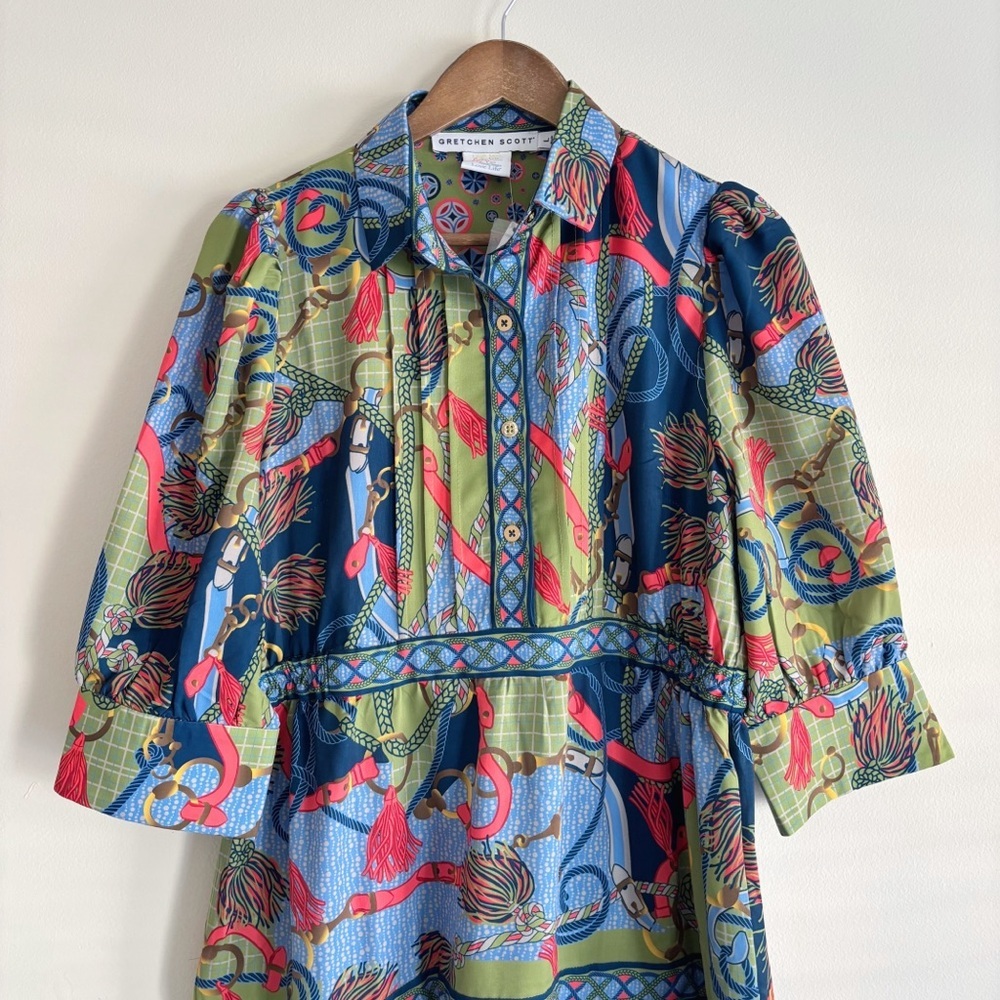 Gretchen Scott Damsel Olive Ditto Print Maxi Dress Large NEW NWT - Picture 3 of 9